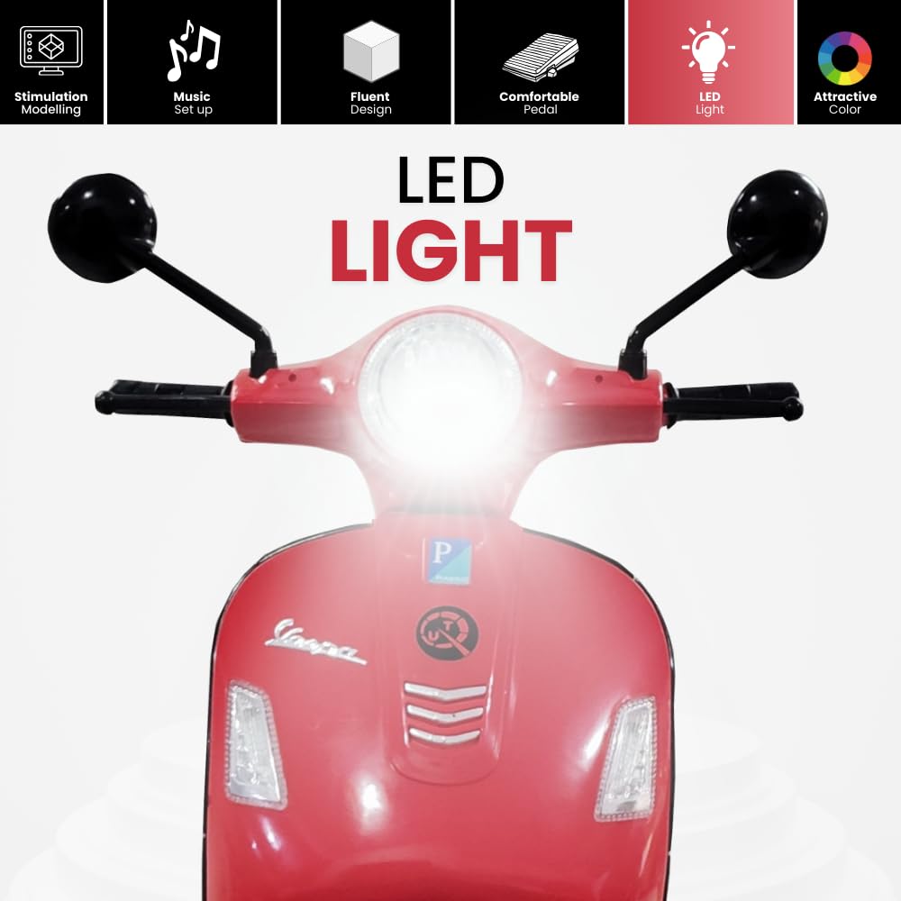 Rechargeable pink Vespa 12V ride on scooter for kids, a fun and safe battery-operated toy motorcycle for boys and girls WWW.USMILE.TOYS